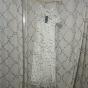 Wild Fable White and Black Polka Dot Maxi Dress